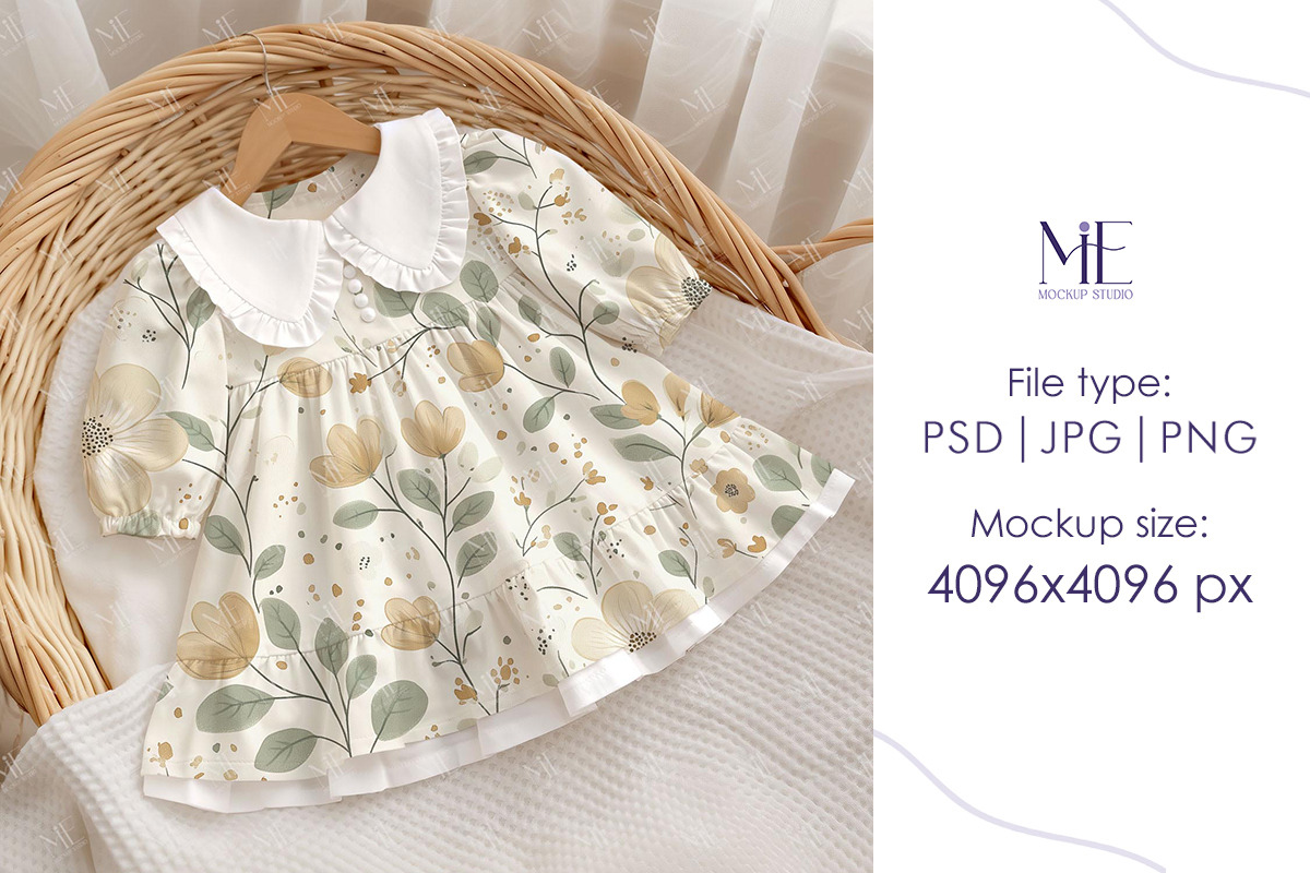 Baby Girl Dress Mockup Toddler Outfi, a Mockup by Mie Mockup Studio (Photo 3 of 7)