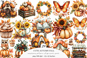 Watercolor Cute Autumn Fall Clipart, a Transportation Illustration by SinaCreation (Thumbnail 1 of 9)