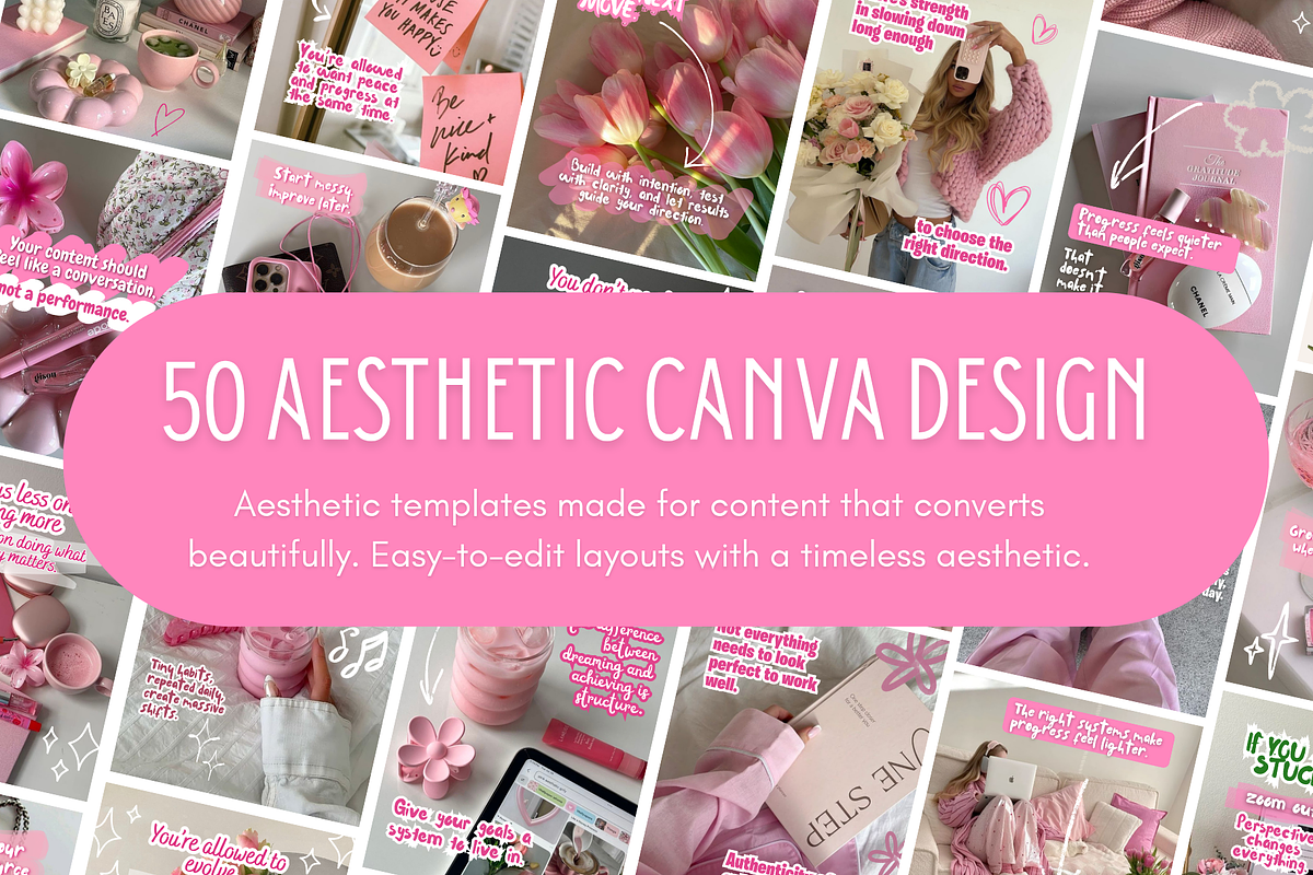 50 Aesthetic Canva Design Template, a Social Media Template by thecyella.co (Photo 1 of 6)