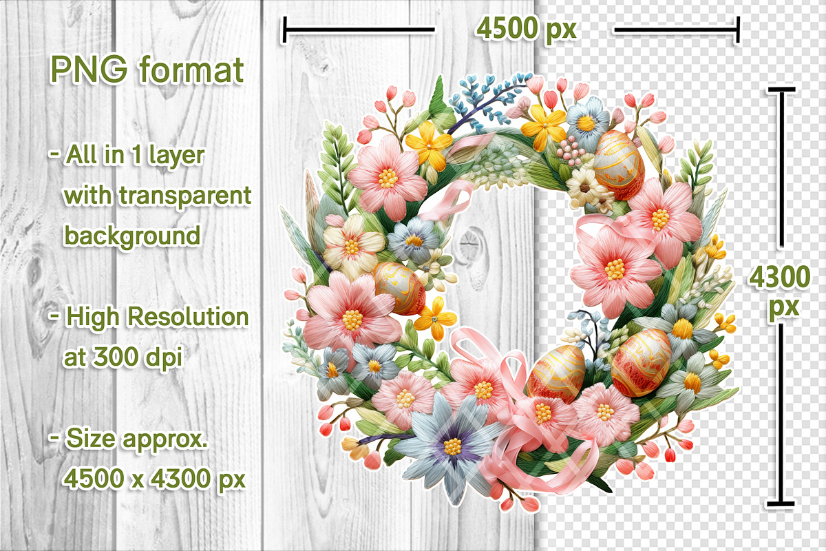Embroidery Easter Wreath Sublimation, an Object Graphic by V Design Creator (Photo 2 of 6)