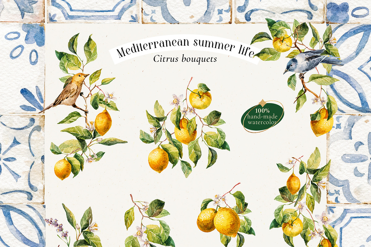 Watercolor Mediterranean summer life, a Decorative Illustration by Pamyatka Shop (Photo 4 of 25)