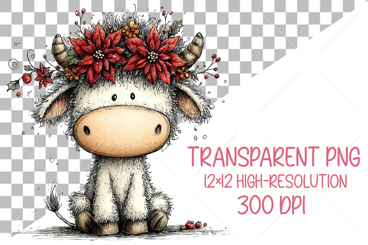 Whimsical Christmas Cute Cows PNG, a Seasonal Illustration by Canvas Craft (Photo 2 of 10)