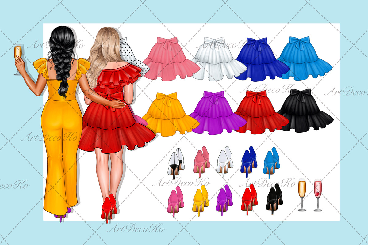 Best friends clipart, Soul sisters, a Person Illustration by DekoArt (Photo 5 of 9)