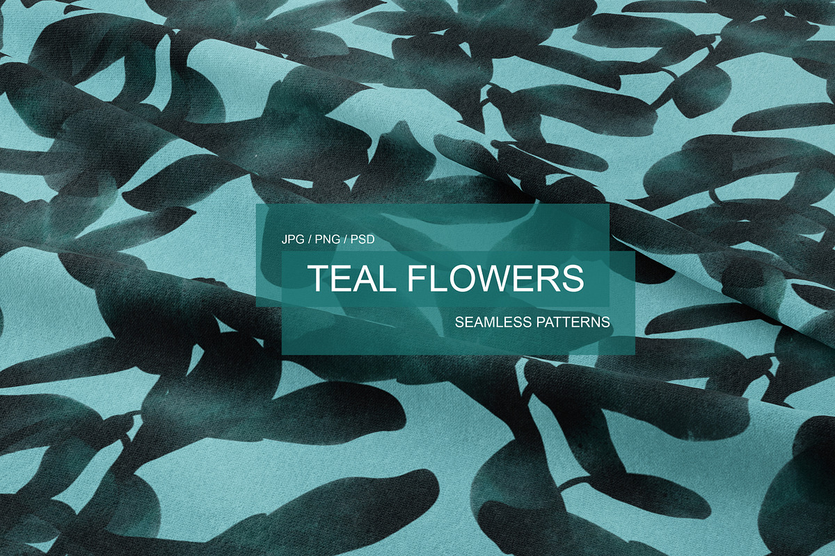 TEAL FLOWERS seamless patterns, a Pattern Graphic by ANAKOTO (Photo 11 of 13)