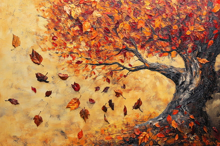Vibrant autumn leaves cascade from a, a Photo by Iftikhar Alam