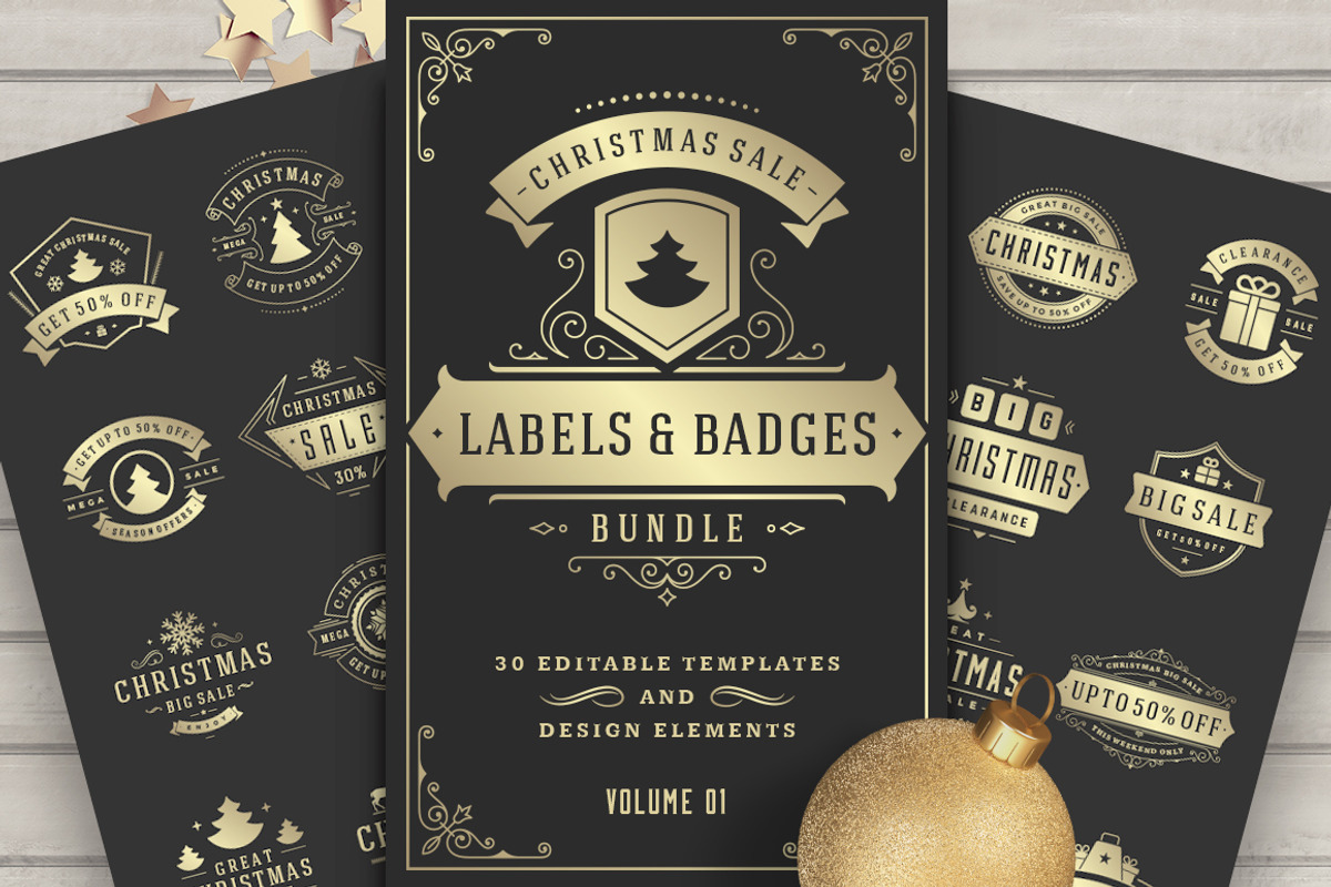 30 Christmas Sale Labels and Badges, a Branding & Logo Template by Vasya Kobelev (Photo 1 of 20)