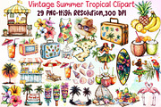 Vintage Summer Tropical Clipart, an Illustration by Sublimation Artist (Thumbnail 1 of 6)