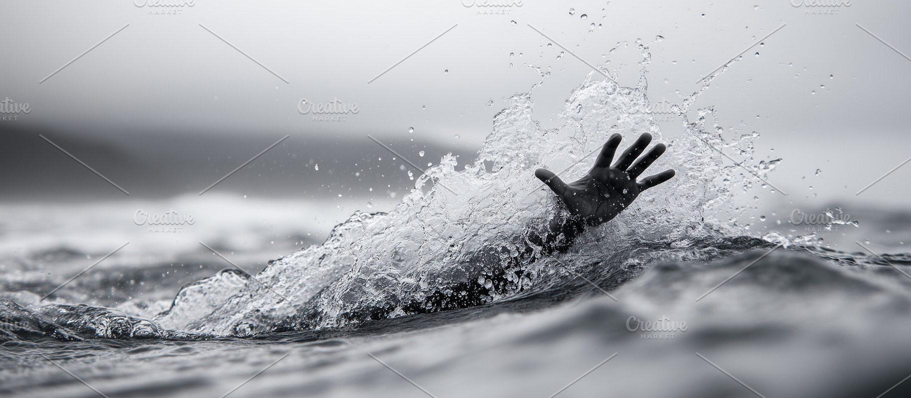 Dramatic hand emerging from water, a Person Photo by MistyDay