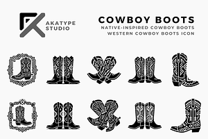 Native Cowboy Boots Collection, a Solid Icon by Akatype Studio