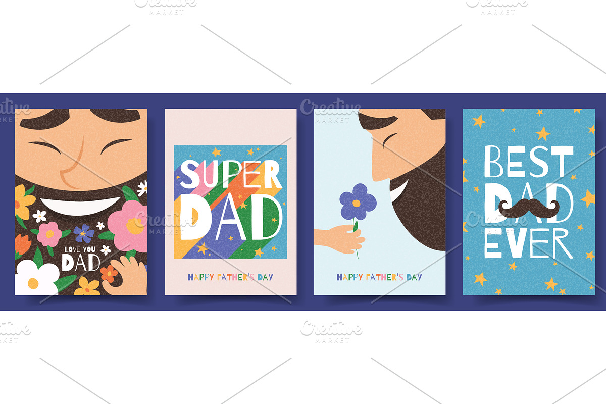 Concept of Fathers Day cards, a Person Illustration by Andrey Yaroslavtsev