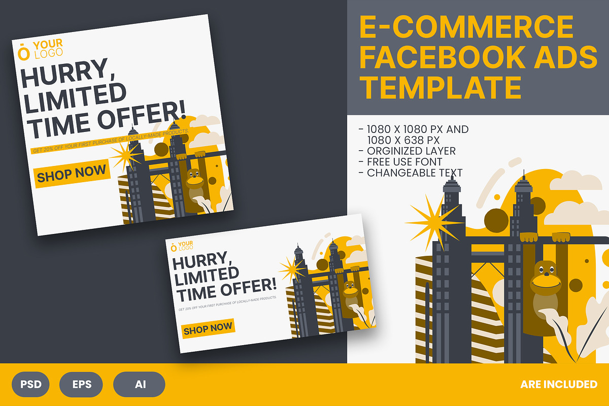 E-Commerce Facebook Ads, a Social Media Template by Esensifiksi.studio (Photo 1 of 3)