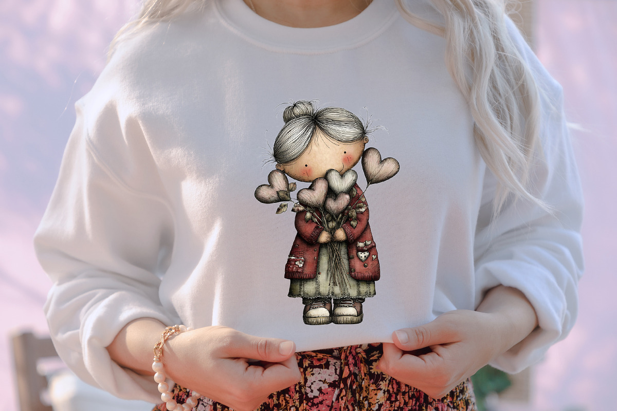 Whimsical Grandma Holding Heart Clip, an Illustration by designcity5 (Photo 5 of 5)