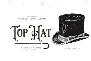 VINTAGE TOP HAT ILLUSTRATION