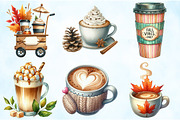 Watercolor Fall Coffee Clipart, an Illustration by Craft Nest (Thumbnail 5 of 9)