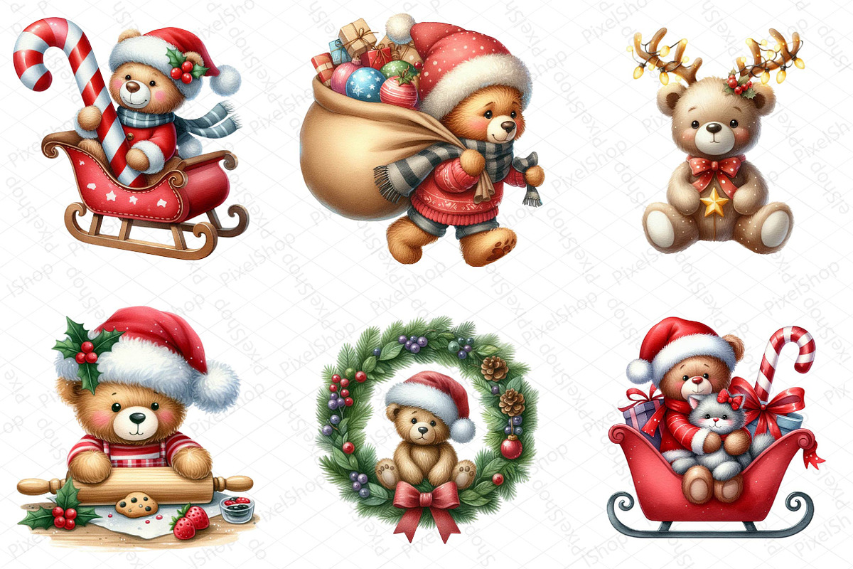 Christmas Teddy Bear Sublimation Bun, an Illustration by DreamPrint404 (Photo 4 of 5)