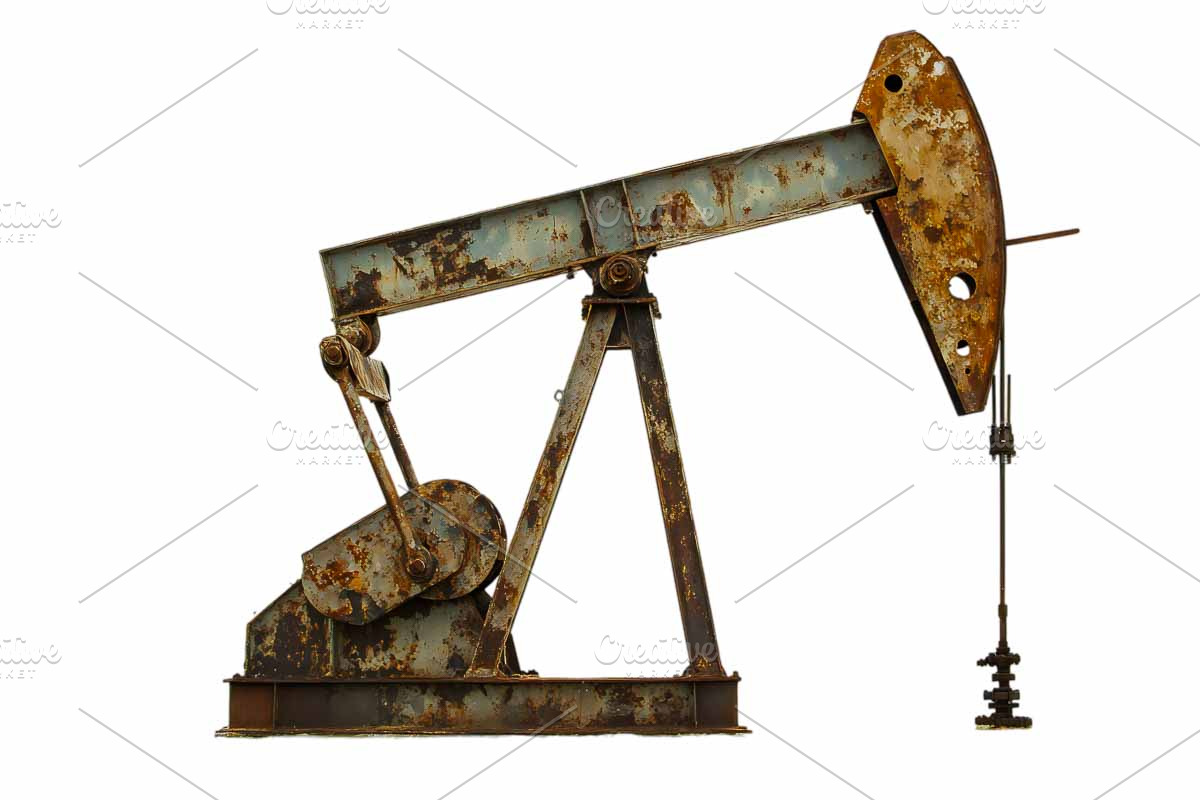 old rusty metal oil pump, a Graphic by VetalStock