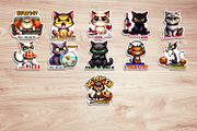 Funny cat Halloween Stickers, an Animal Illustration by ElenazlataArt (Thumbnail 4 of 6)