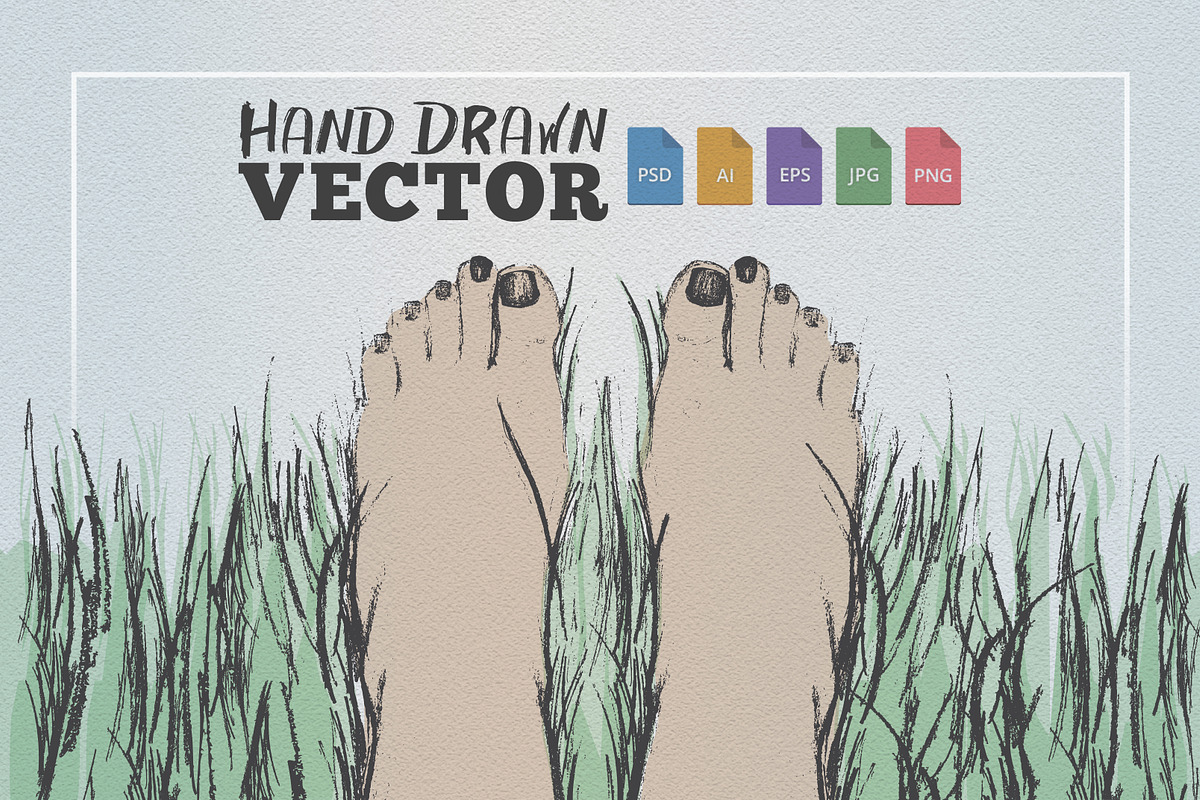 Feet in Grass Illustration, an Object Graphic by cvcreative (Photo 1 of 2)