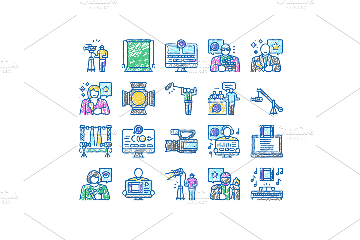 video production film studio icons, an Object Illustration by pikepicture