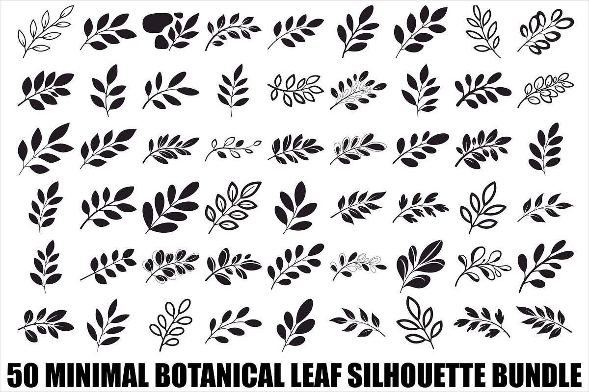 Botanical Leaf Silhouette Bundle, an Illustration by Creativeshirt (Photo 1 of 51)