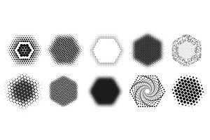 Halftone hexagon shapes. Abstract, an Illustration by winwin.art