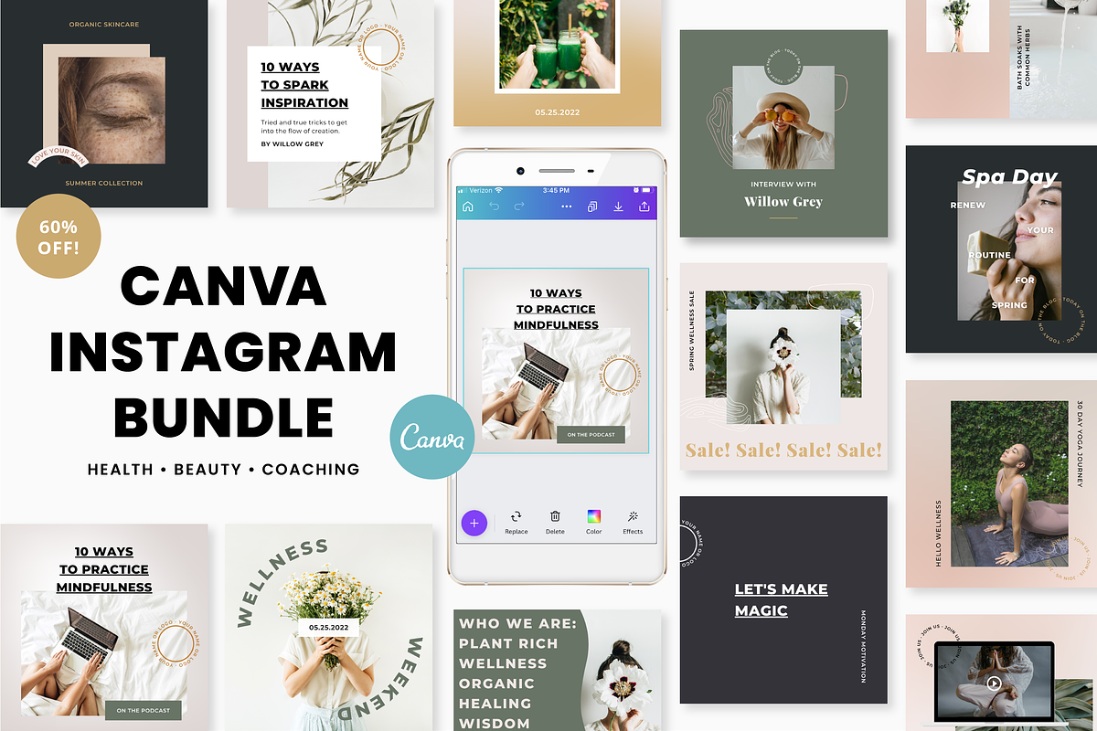 150 Canva Instagram Templates, a Social Media Template by Erin Cassidy (Photo 1 of 27)