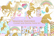 Magical Unicorns, Einhorn, Flat Gold, an Illustration by Mia's Graphic Design (Thumbnail 2 of 9)