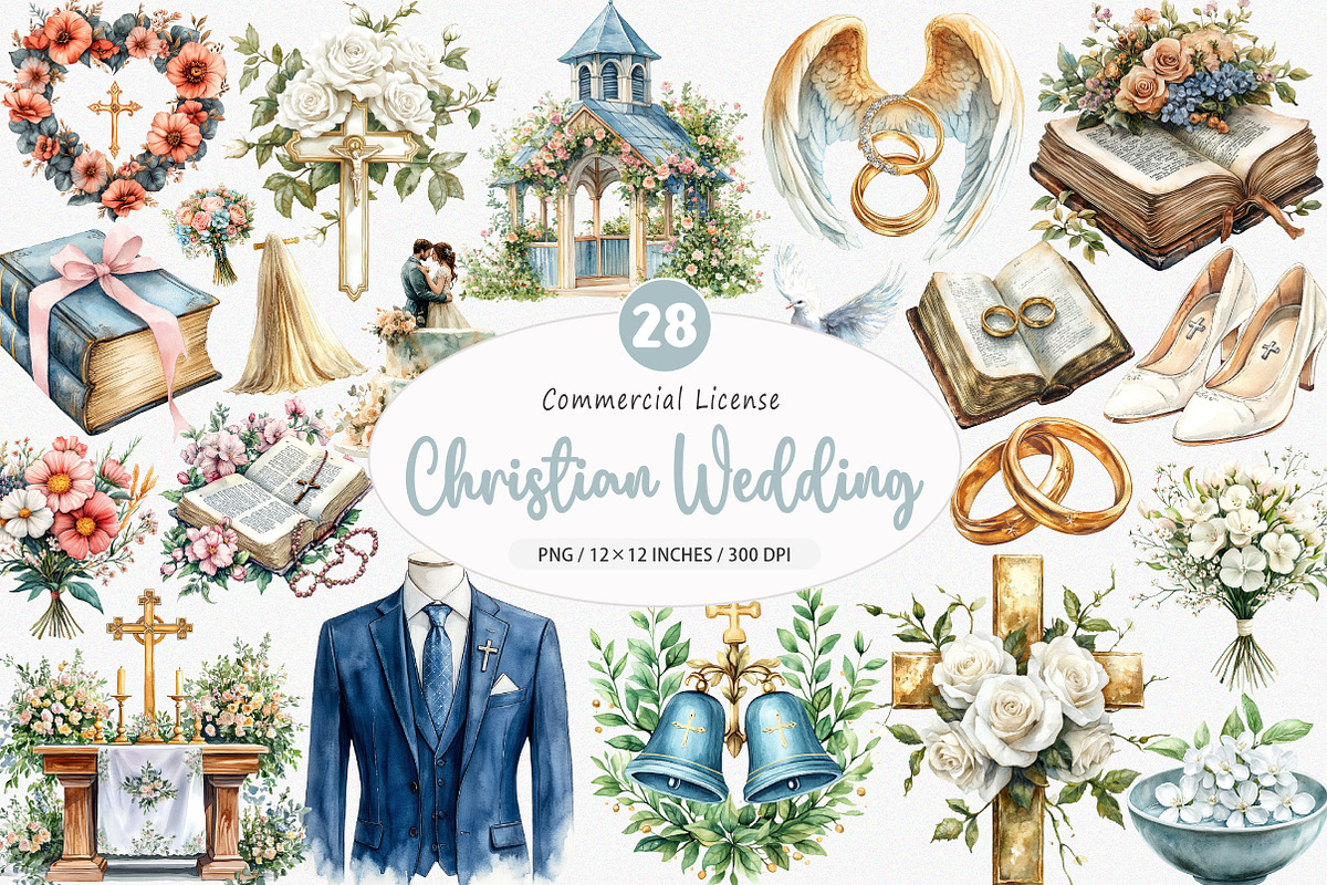 Christian Wedding Clipart Png, an Illustration by SinaCreation (Photo 1 of 10)