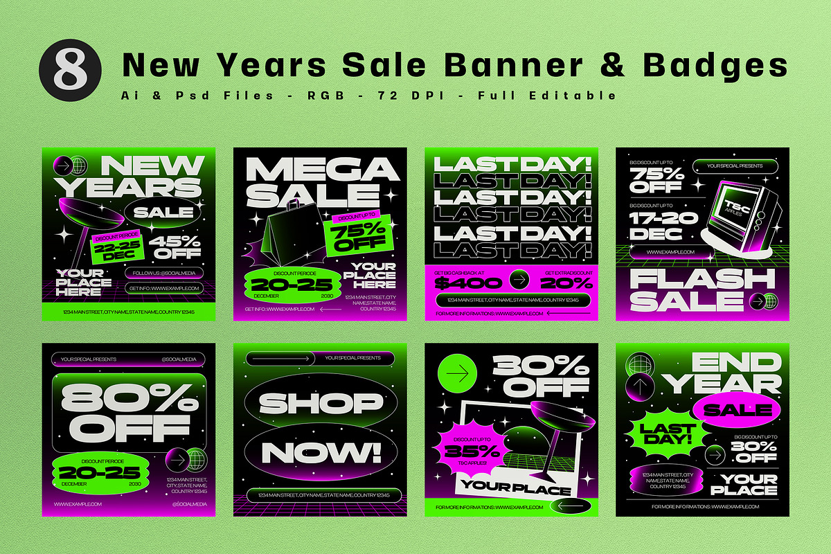 Black New Years Eve Sale Banner, an UI Kit Template by graphicook (Photo 2 of 10)