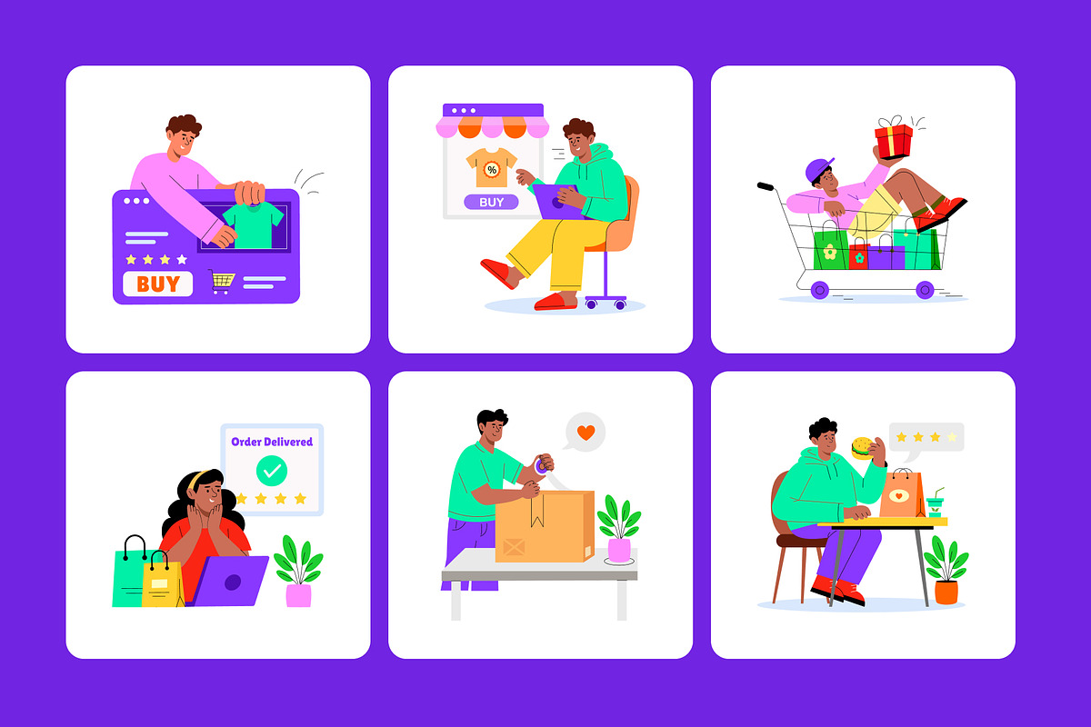25 Animated E-commerce Illustrations, a Person Illustration by Creative Stall (Photo 3 of 4)