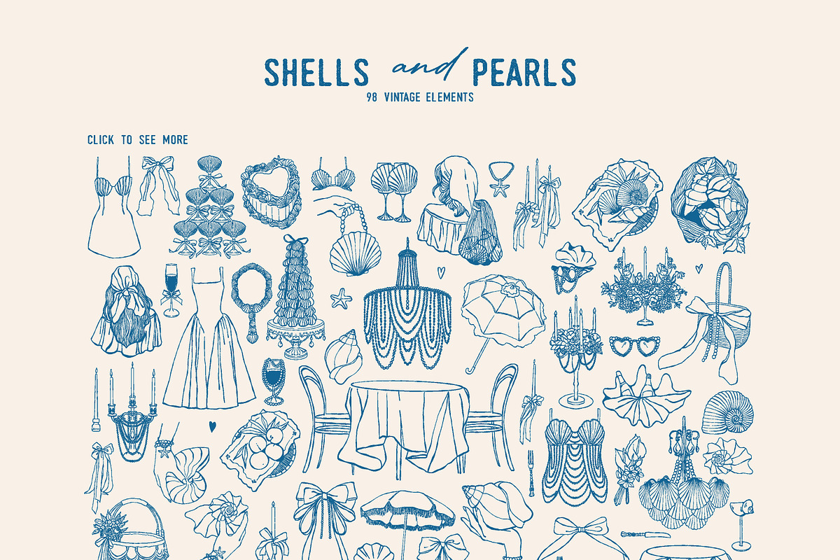 Shells and Pearls Coastal Vector Set, an Object Illustration by VerAna (Photo 2 of 18)