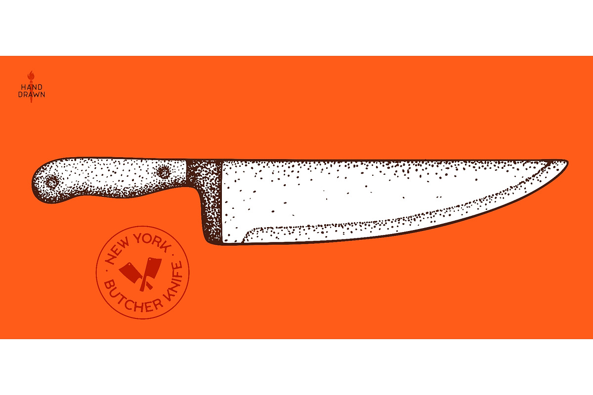 Butcher Knife. Hand drawn sketch, a Food Illustration by Foxys Graphic (Photo 1 of 3)
