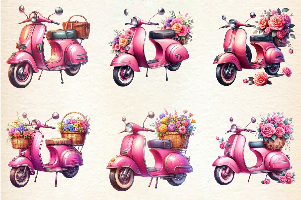 Pink Scooter Clipart, an Illustration by DreamArtGraphic (Photo 3 of 6)