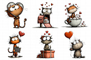 Whimsical Cats Valentine Clipart, an Illustration by Daily.Designs (Thumbnail 5 of 8)