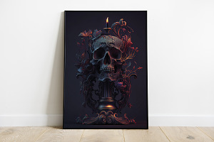 Gothic Skull Candlestick Artwork