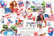 4th of July Clip Art Patriotic, a Person Illustration by GlamArtZhanna (Thumbnail 1 of 8)
