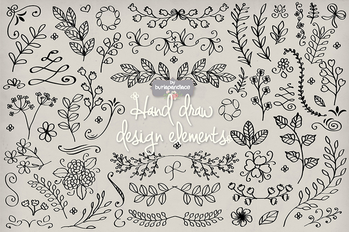 Vector Hand draw design elements, an Illustration by burlapandlace