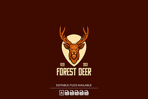 Brown Simple Mascot Deer Logo