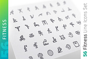Fitness Line Icons Set, an Outline Icon by Voysla's Shop (Thumbnail 1 of 4)
