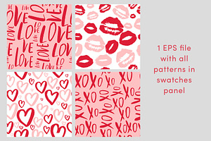 Set Of 4 Valentine's Day Patterns