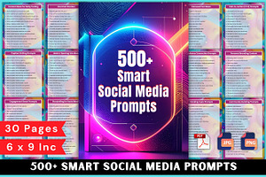 500+ Smart Social Media Prompts, a Stationery Template by Designmela01