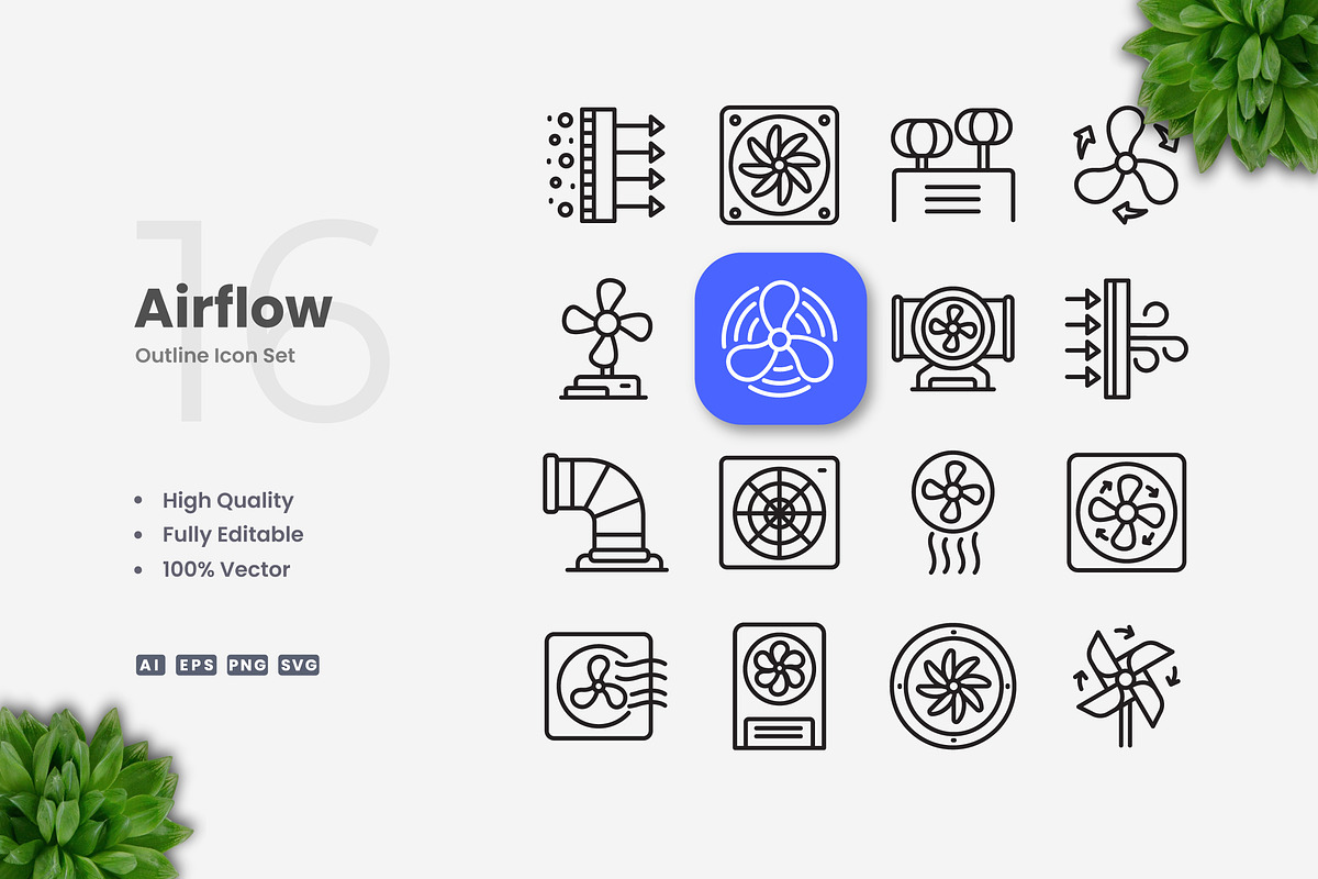Airflow Outline Icons