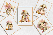 Whimsical Fall Autumn Bunny Clipart, a Seasonal Illustration by Rose Art (Thumbnail 5 of 6)