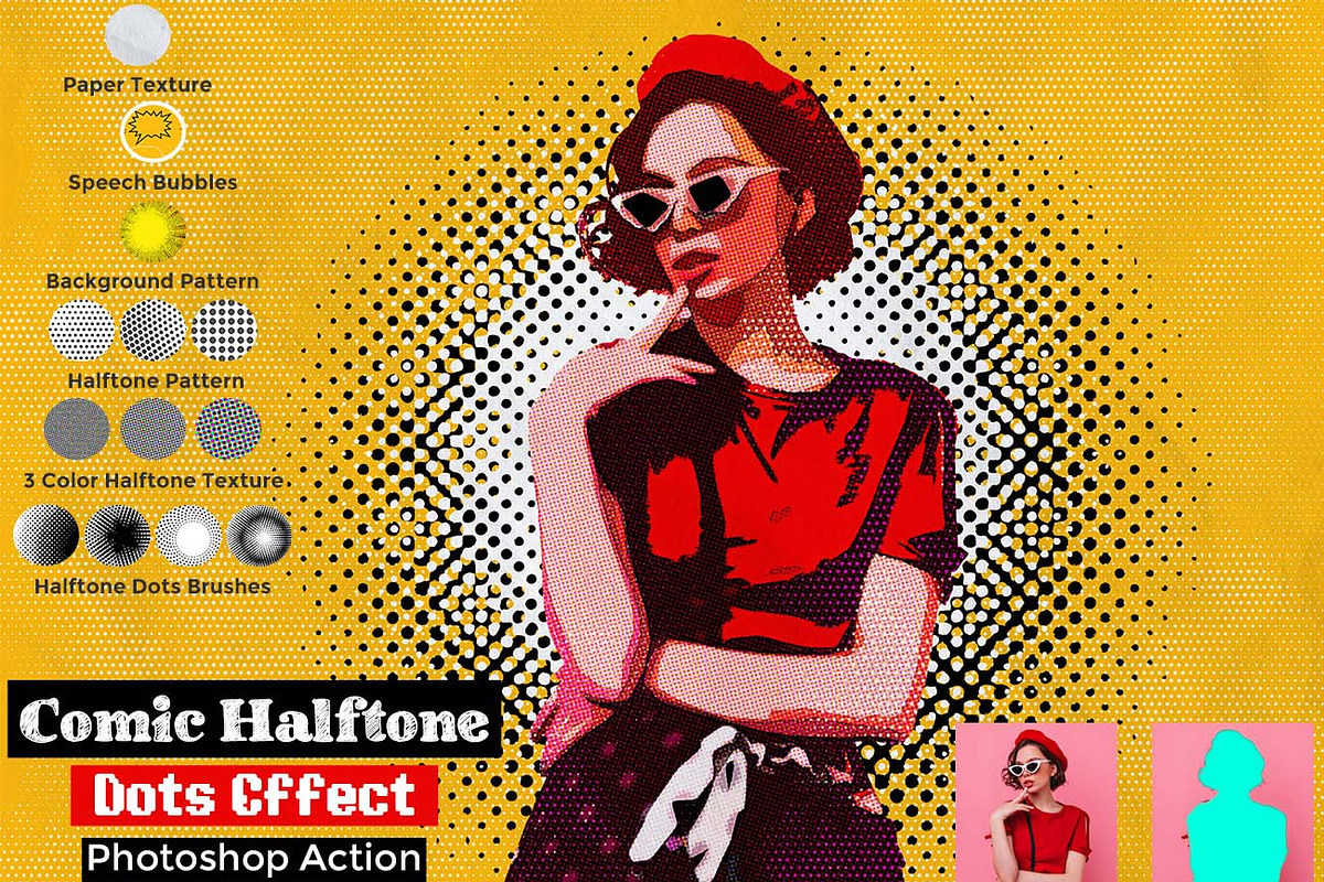 Comic Halftone Dots Effect Ps Action, an Action Add-On by Studio Retouch (Photo 1 of 11)