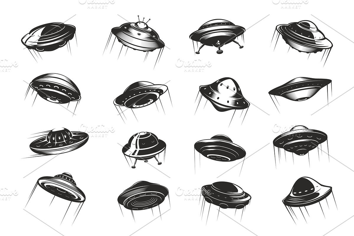 UFO flying saucers spaceship, an Illustration by Vector Tradition