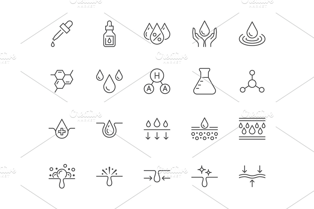 Skincare Line Icons, an Outline Icon by Nadiinko (Photo 2 of 2)