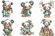 Whimsical Christmas Panda Clipart, an Animal Illustration by Black Bird Studio (Thumbnail 3 of 6)