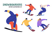 People riding snowboards set, a Sport Illustration by Good Studio (Thumbnail 1 of 4)