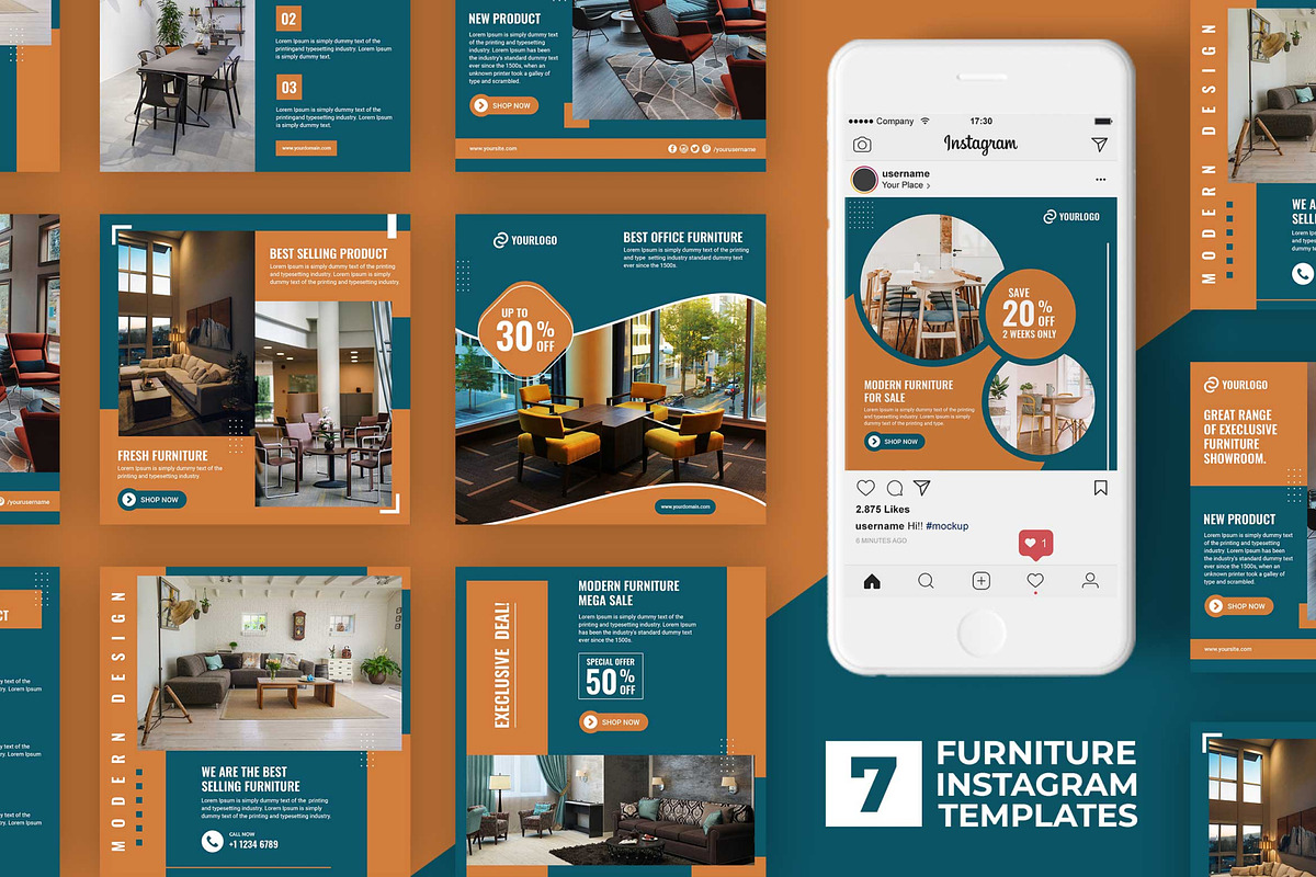 Furniture Instagram Templates, a Social Media Template by Goodsdune