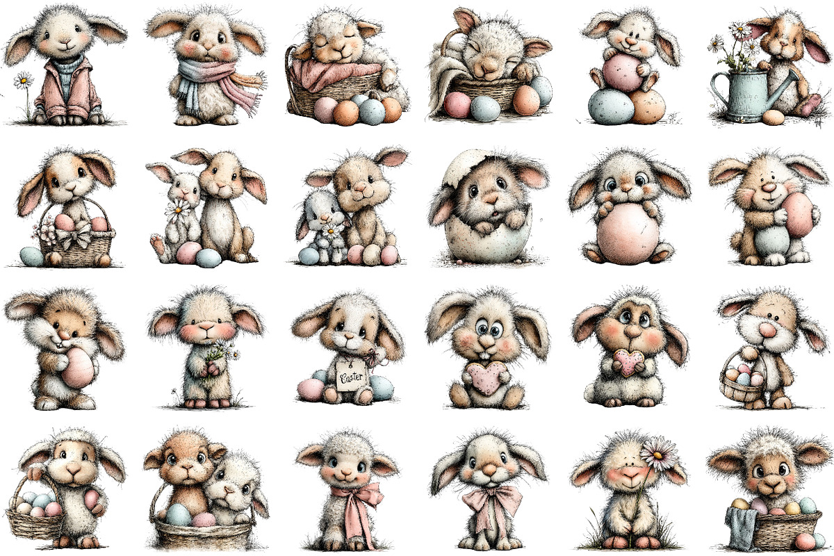 Bunny Lamb Easter Clipart, an Illustration by Sublimation Artist (Photo 2 of 7)